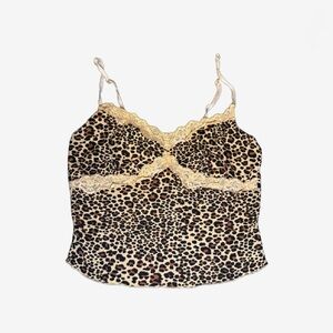 Leopard Print Lace Trim Cami Top